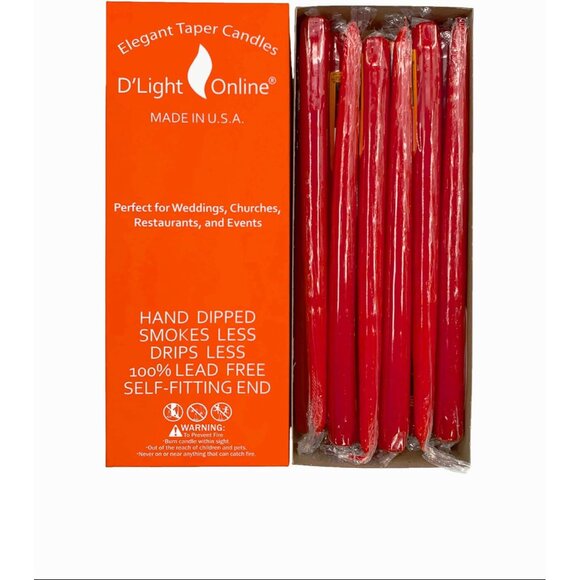 Other - Elegant Unscented 12" Red Taper Candles Premium Quality Hand-Dipped Tapered Cand